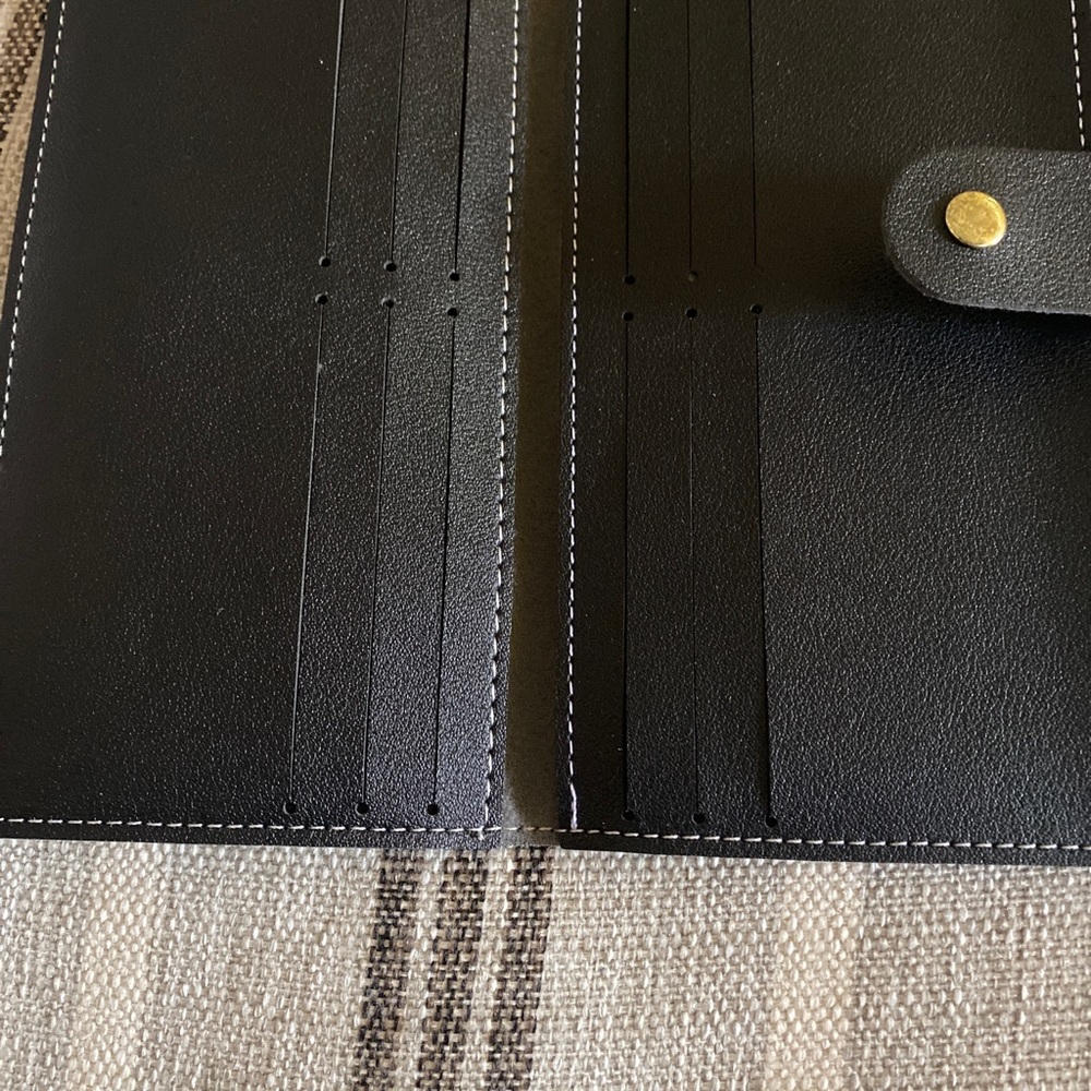 Black wallet with multiple card slots